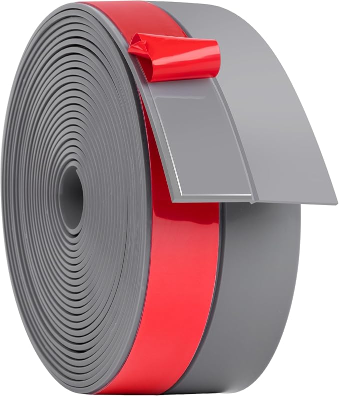 ToLanbbt Weather Stripping Silicone Door Seal Strip 3 in x 20 ft Door Draft Stopper Self Adhesive Door Draft Tape, Side & Bottom Gaps Insulation Strip for Glass Shower Door Sliding Door Window, Gray