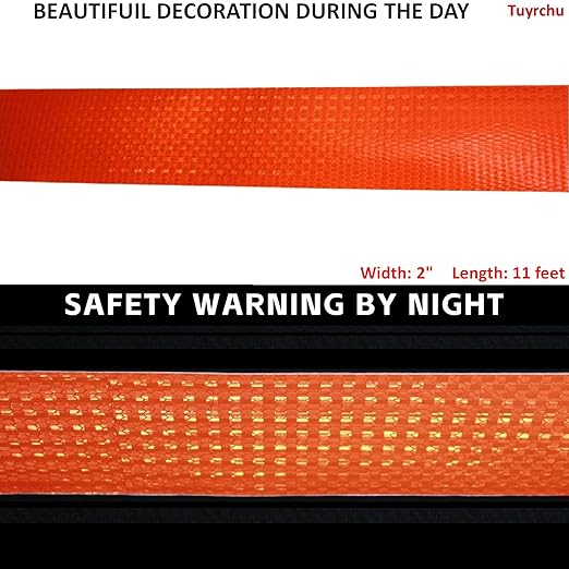 Orange Reflective Tape Outdoor Waterproof 2 inch, High Visibility Industrial Marking Tape, Safety Adhesive Stickers (11 feet)