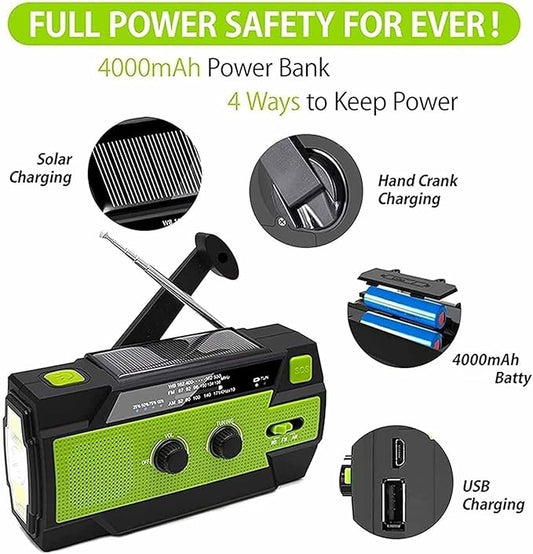 Solar-Powered Emergency Survival Radio, Hand Crank Radio, Emergency Weather Radio Hand Crank Solar Charge Am/Fm/NOAA, for Indoor, Outdoor & Emergency (Orange)