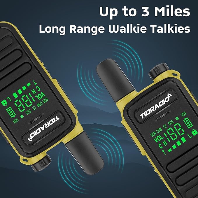 TIDRADIO Waterproof Walkie Talkies for Adults,22 CH TD-M11 Long Range Two Way Radio,LED Display,Wireless Programming,NOAA,VOX,Frequency Copy, Rechargeable Handheld 2-Way Radios with 6 Color (6 Pack)
