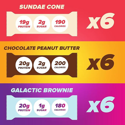 Pure Protein New Variety Pack Protein Bars – 20g Protein, 3g Sugar, 190 Calories (18 count) Low Sugar* High Protein Snack - Gluten Free - Perfect for a Healthy Snack