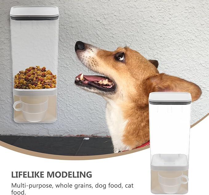 NUOBESTY Wall-mounted Pet Food Storage Container with Airtight Seal and Cup Sealed Dispenser for Dog Cat and Bird Food Snack Tank for Fresh Dry Preservation
