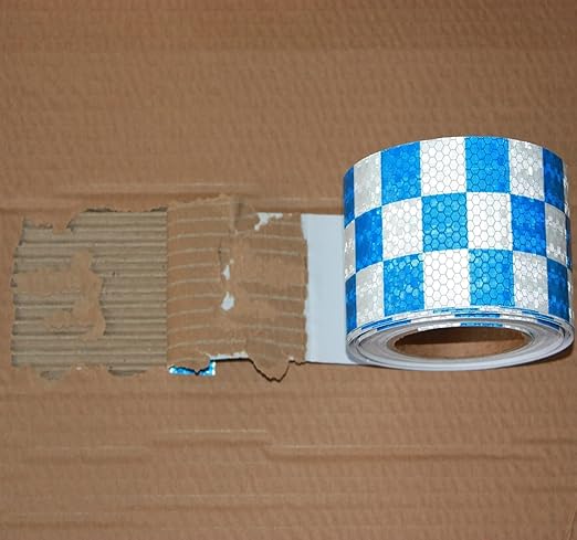 Reflective Tape Blue White 3 Inch x 68 Feet, Outdoor Waterproof Warning Reflector, Night Safety Stickers for Vehicles