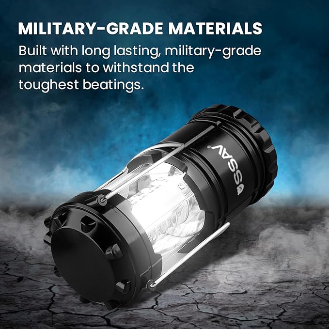 3 Pack LED Camping Lantern, LED Lanterns, Suitable Survival Kits for Hurricane, Emergency Light for Storm, Outages, Outdoor Portable Lanterns, Black, Collapsible | Batteries Included