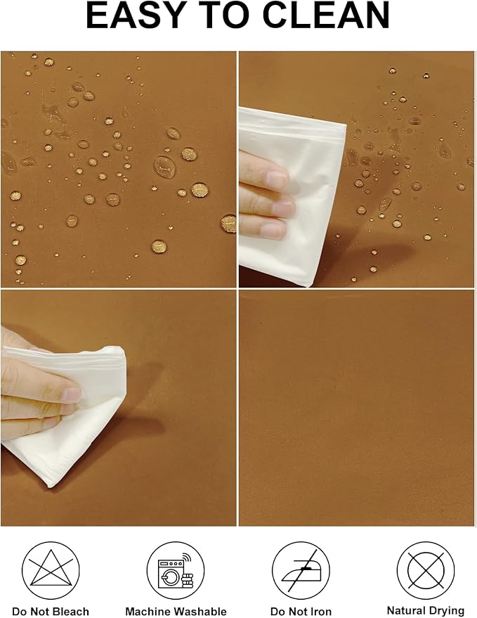 Fokitut 2 Pack Waterproof Round Tablecloth, 60 Inch, Stain Resistant and Wrinkle Polyester Table Cloth, Fabric Table Cover for Kitchen Dining, Wedding, Party, Holiday Dinner-Gold