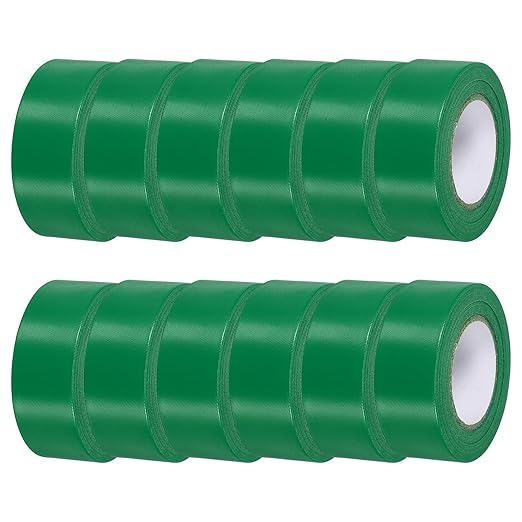 MECCANIXITY Flagging Tape,12 Pcs Non-Adhesive Plastic Neon Survey Marking Tape 1 Inch x 98 Feet for Tree Hunting Boundaries Hazardous Areas Marking Ribbon Deep Green