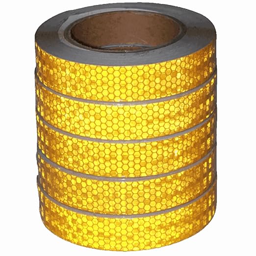 Industrial Reflective Tape Yellow 1 inch for Bikes, Outdoor Waterproof High Visibility Safety Adhesive Stickers Strips (66 feet, 5 Rolls)