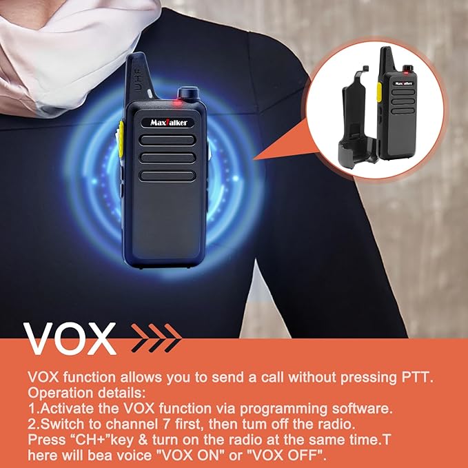 Radios Walkie Talkies Long Range: MaxTalker 12 Pack MT1 Portable FRS Two Way Radios Long Range with Earpiece VOX License-Free Rechargeable Walkie Talkies for Adults School Restaurant Business Hiking