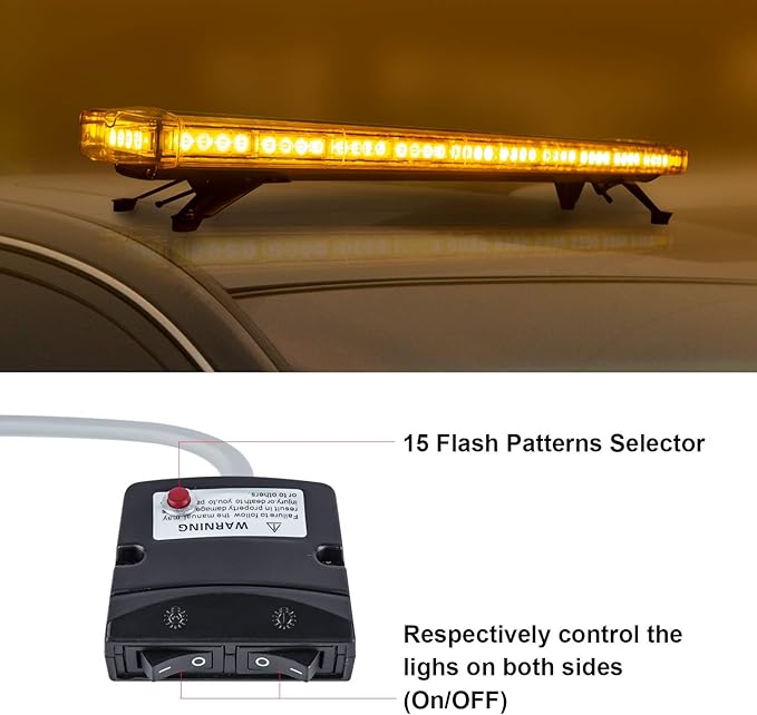 ASPL 47" 88 LED High Intensity Low Profile Roof Top Strobe Light Bar Emergency Warning Strobe Lights for Tow Truck Construction Vehicles (Amber)
