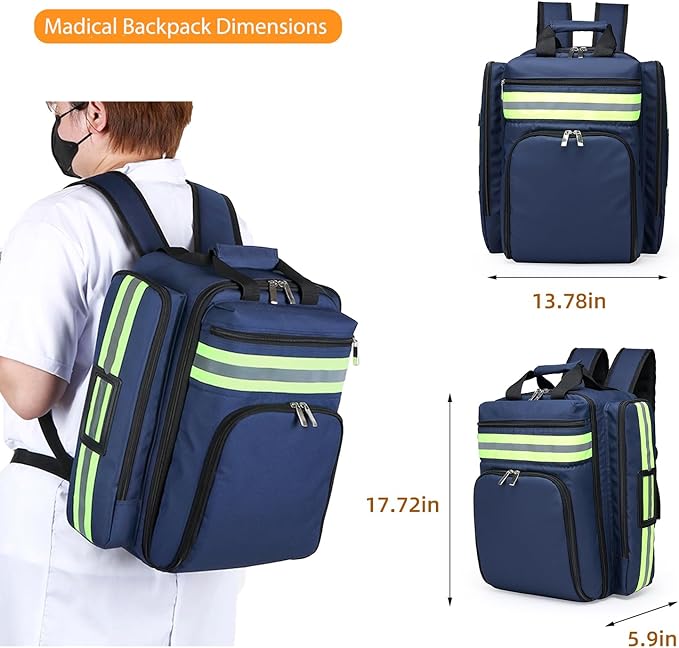Medical Bag Backpack Empty First Aid Backpack Emergency Empty,Medicine Bag Empty，Medical Bag Organizer，Emergency Medical Backpack,First Aid Backpack, Medicine Mag for Traveling Nurses(Bag Only)