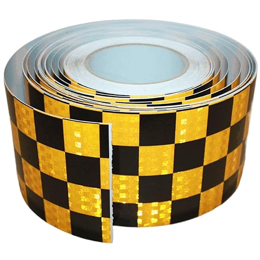 Reflective Tape Yellow Black 4 inch X 168 feet, Outdoor Waterproof Hazard Conspicuity Warning Industrial Marking Tape