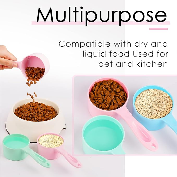 Super Design 1/2 Cup Dog Food Scoop for Container Melamine Measuring Scoop for Dogs Cats Birds and Rabbits Pet Food Feeding Scoop Dishwasher Safe - Baby Pink