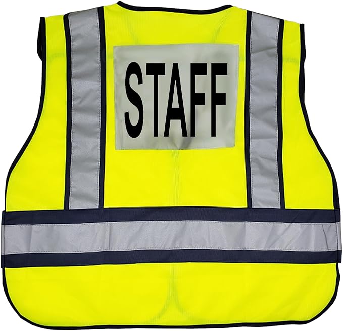 VIEWBRITE Reflective (Class 2) Staff Vest Lime Green - 5 Point Breakaway High Visibility Yellow Staff Safety Vest