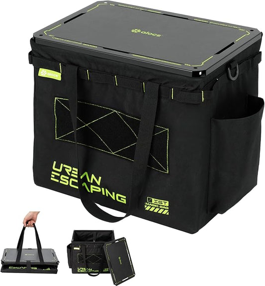 Alocs Camping Storage Bag, 30L Collapsible Tactical Tote Bag with IGT Top Panel – Usable as a Table, Camping Bag with Handles for Outdoor, Camping, BBQ, Picnic, Travel, Trunk Organizer