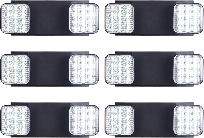 CM MZY Black Emergency Lights with Battery Backup,Commercial Emergency Light,Two Adjustable LED Light Head Emergency Lighting Fixtures,120V/277V AC, UL Certified, 6 Pack
