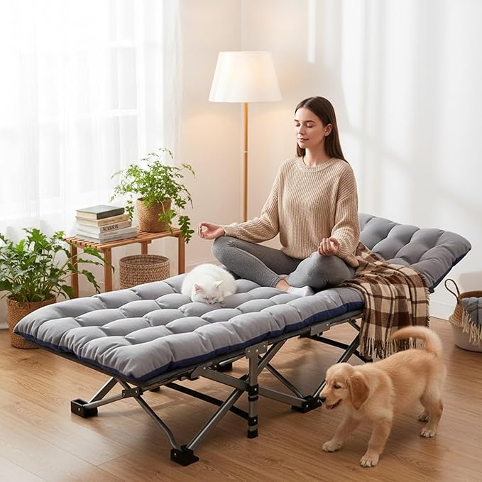 ABORON XXL Camping Cot for Adults 900LBS - 78"×32" Oversized Folding Bed with Mattress Pad, Heavy Duty 1200D Oxford Outdoor Cot with Carry Bag