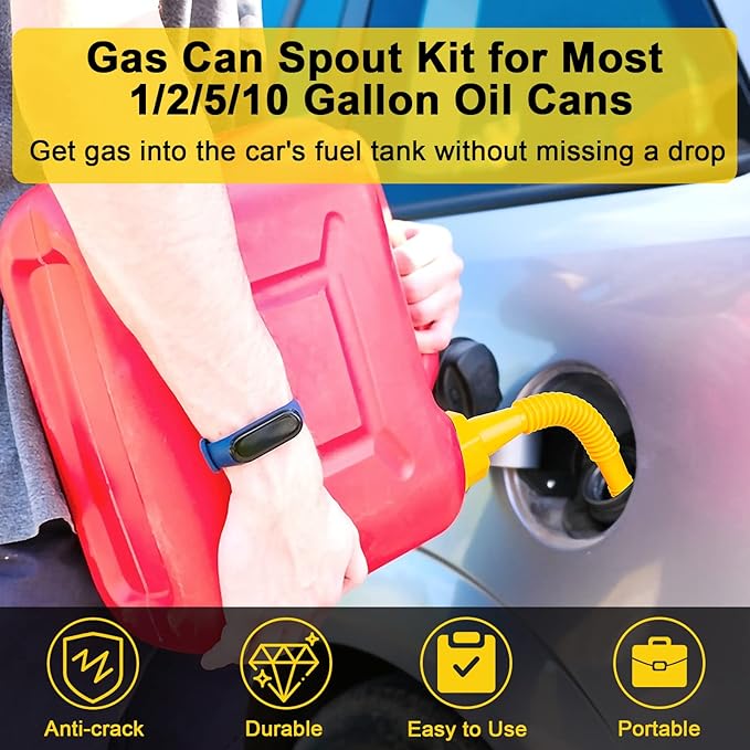 Godboy (7 Kit-Yellow Gas Can Spout Replacement, Gas Can Nozzle, Flexible Pour Nozzle Suitable for Most 1/2/5/10 Gal Oil Cans, Fuel Can Spout Replacement