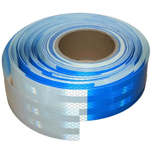 Reflective Tape Blue and White 2 inch Wide for Cars, Outdoor Waterproof High Visibility Safety Warning Adhesive Strips (166 feet)