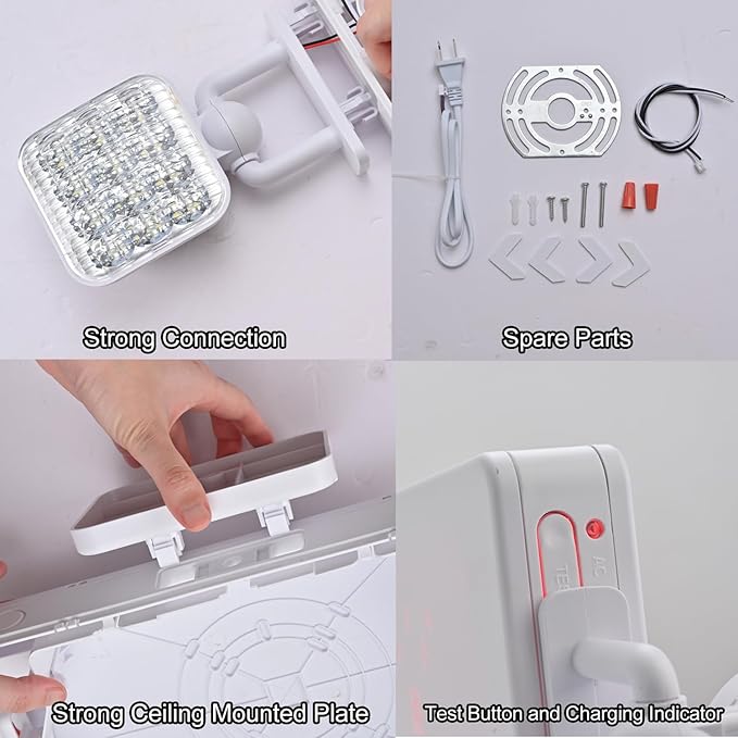 Red Exit Sign with Emergency Lights, 200lm 3Hours Plug in Exit Sign Battery Backup Lights for Business,Commerical Emergency Lighting Combo UL 924 AC85-277V Double Face