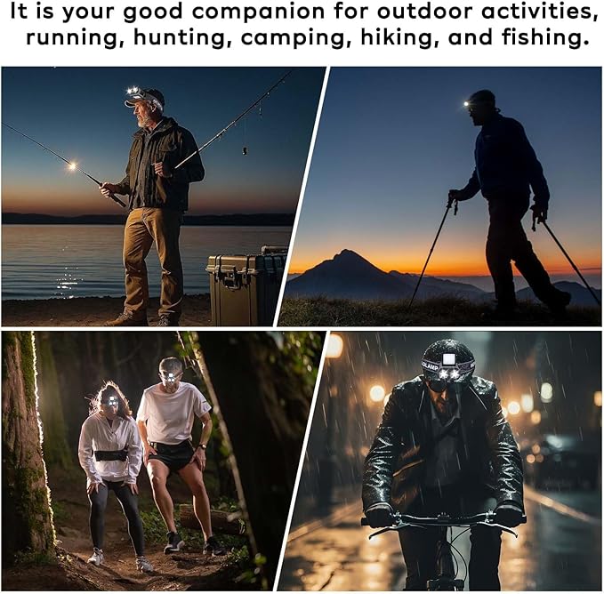 LED Hat Light, 2 pcs 900lm Dimmable Clip on Cap Lights, Headlamp Rechargeable, 180°Adjustable Hands Free Hat Flashlight Headlamp Waterproof for Hiking, Running, Fishing, Cycling, Emergency (Black)