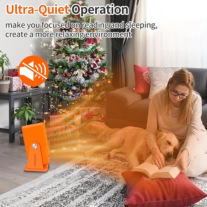 Portable Space Heaters for Indoor Use,Desktop Heater with 900W PTC 2s Fast Heating, 30° Adjustable Angle Design Small Electric Heater Lightweight for Personal, Office,Room,Orange