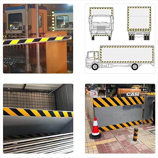 Reflective Tape, 2 Inch x 65 Feet, Yellow Black Waterproof Self Adhesive Tape Outdoor Safety Caution Reflector for Trailers, Bikes, Cars