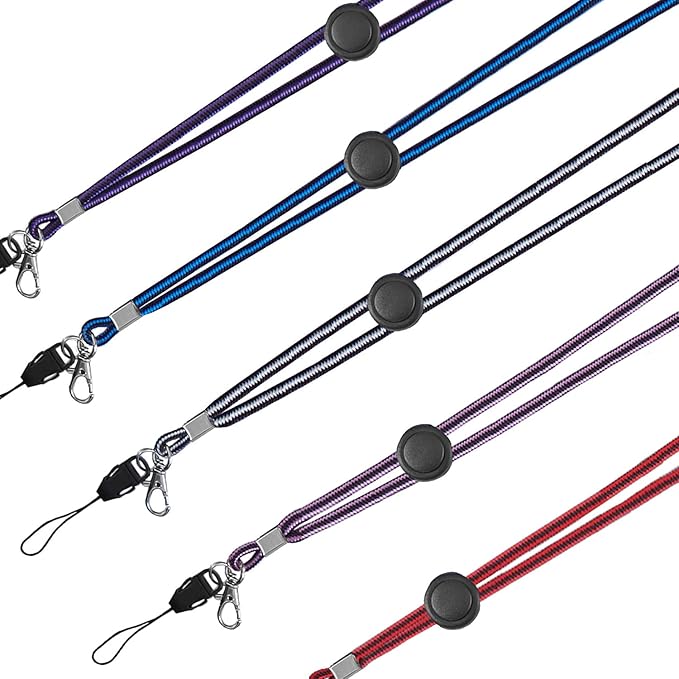 YOUOWO 5 Pack Circle Lanyards with Vertical ID Badge Holder Adjustable Neck Coloured Lanyard,for Women Keys Cruise Office