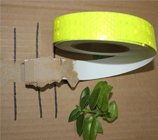 Fluorescent Yellow Reflective Tape Outdoor Waterproof 1 inch Wide, High Visibility Warning Safety Industrial Marking Tape (68 feet,10 Rolls)