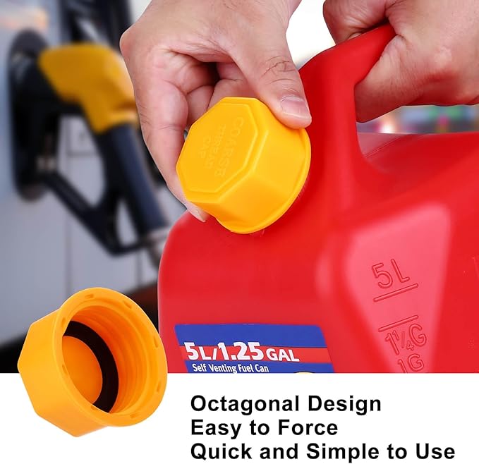 6PCS Gas Can Caps, 5 Gallon Gas Can Cap Replacement, Universal Coarse Thread Gas Cap for Gasoline, Portable Gas Tank Lid for Improved Sealing and Transportation