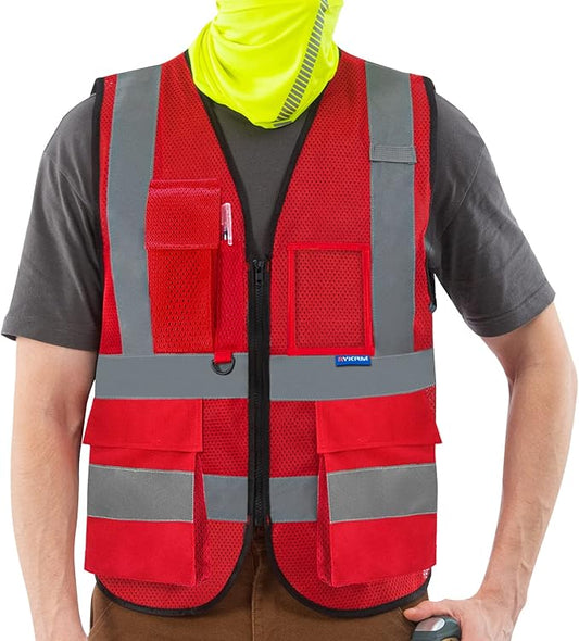 A-SAFETY Red mesh amazon vest