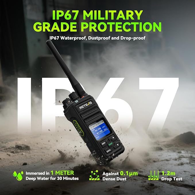 Retevis NR30S 2 Way Radio Long Range,Heavy Duty Two Way Radios with Shoulder Mic,IP67 Waterproof,2800mAh,Group Call,NOAA,Noise Canceling,Professional Walkie Talkies for Construction Supply(4 Pack)