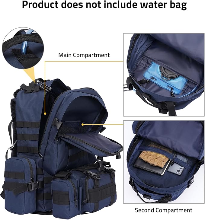 CVLIFE Tactical Backpack Military Army Rucksack 60L Large Assault Pack Detachable Molle Bag…