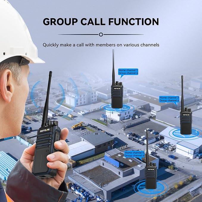 Retevis RT86A Long Range Walkie Talkies, GMRS 2 Way Radio Earpiece with Mic, High Power Two Way Radio, Durable, Group Call, for Industrial Warehousing(10 Pack)