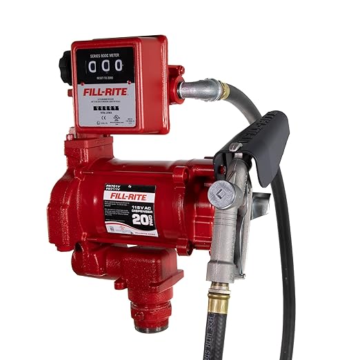 Fill-Rite FR701VL 115V 75 LPM Fuel Transfer Pump with Standard Mechanical Meter Package, Liters | For Gasoline, Diesel, Kerosene, Ethanol Blends, Methanol Blends & Biodiesel up to B20