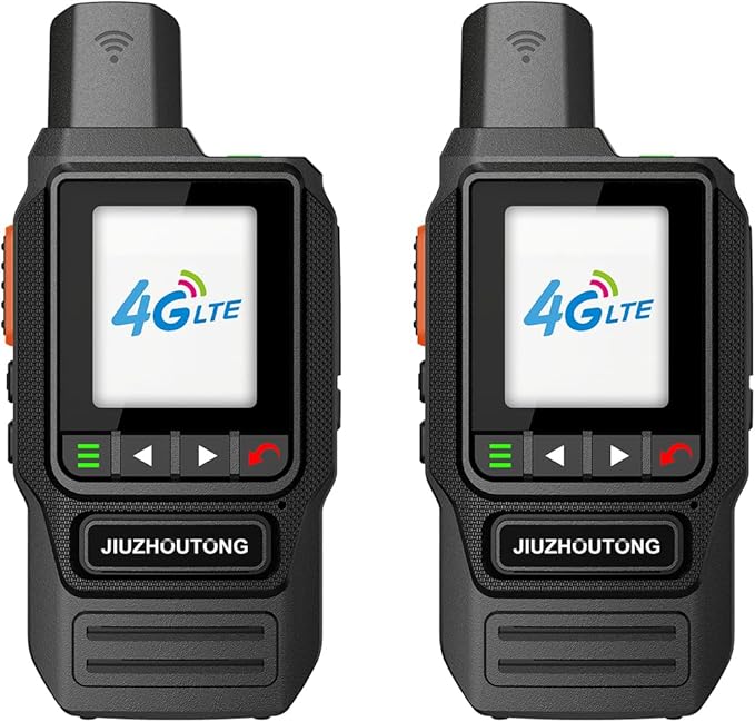 Global Lifetime Free 4G Walkie-Talkie Long Distance Handheld Unlimited Range Two-Way Radio and 4000mAh Type-C Battery with SIM Card (2 Pack)