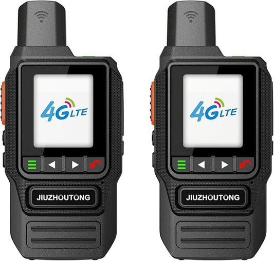 Global Lifetime Free 4G Walkie-Talkie Long Distance Handheld Unlimited Range Two-Way Radio and 4000mAh Type-C Battery with SIM Card (2 Pack)