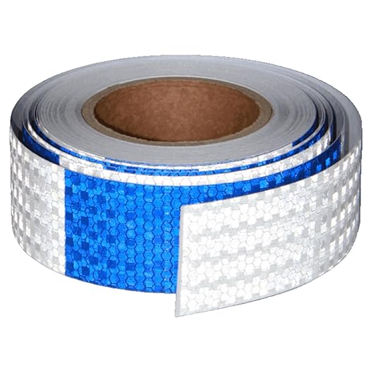 Reflective Tape Blue White 2 Inch x 68 Feet, Outdoor Waterproof Warning Reflector, Night Safety Stickers for Vehicles