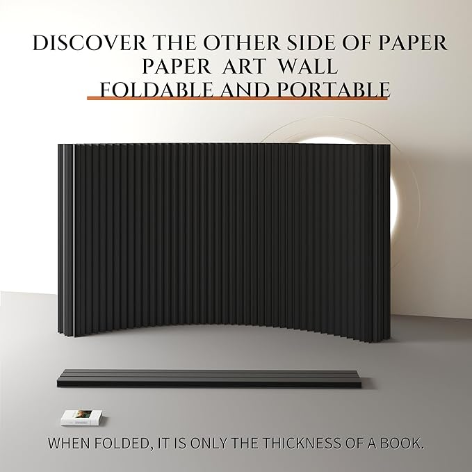 Foldable Room Divider Privacy Screens Movable Temporary Wall Space Partition, 5.25~9.19 FT Tall, 6.56~16.4 FT Width, Choice of Various Sizes and Styles(Black)