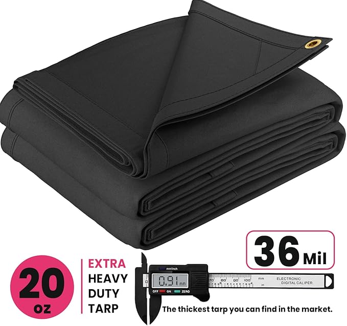 PROTARP Extreme Heavy Duty 20 OZ Water Resistant Canvas Tarp, UV Resistant Tarpaulin Cover with Rustproof Brass Grommets, Multipurpose for Canopy, Roof, Camping, Woodpile (Grey 12'X24')