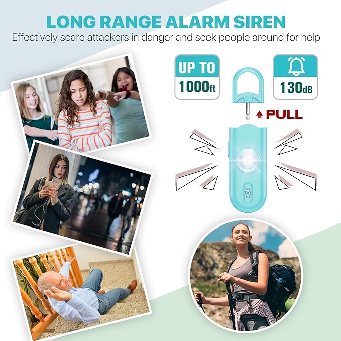 Personal Safety Alarm for Women Girls, 130dB Loud Siren + LED Light, Stylish Keychain, Easy-Pull Emergency Self-Defense for Night Safety, Running, Travel, College Students & Stocking Stuffer Gifts