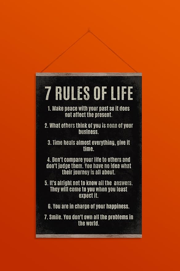 7 Rules Of Life, motivational poster print