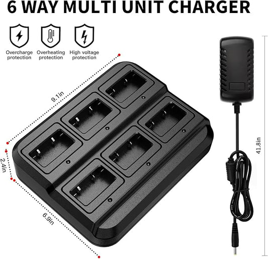 BAOFENG BD-V12B Radio 6 Pack Long Range Walkie Talkies for Adults, Portable FRS Two-Way Radios Rechargeable, with 6 Way Gang Charger,Earpiece,Typc-C Charging for School,Restaurant,Men,Birthday Gifts