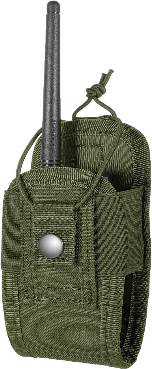 Tactical Radio Holder Radio Holster Molle Radio Pouch Universal Radio Case Military Heavy Duty Radio Bag for Police Firefighter Two Ways Walkie Talkies Vest (Army green-small)