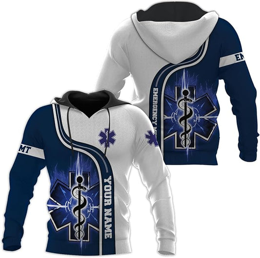Personalized EMT 3D Shirt, EMT 3D Hoodie, 3D EMS Hoodies for Men, Medical Uniforms EMS Shirt, Emergency Medical Service Shirt
