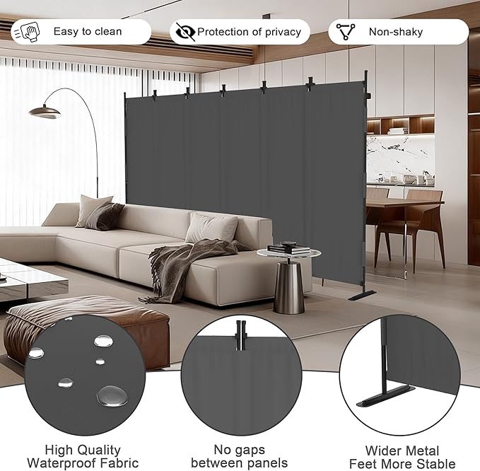 6 Panel Room Divider,6ft Folding Screen Portable Wall Partition Room Divider with 4 Metal Feet,Privacy Screen Indoor Doubles as a Cubicle Wall,Suitable for Bedroom Dressing Room Office