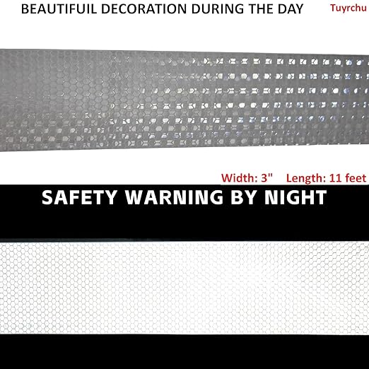 White Reflective Tape 3 inch Wide for Cars, Outdoor Waterproof High Visibility Safety Warning Reflector Sticker Strips (11 feet)