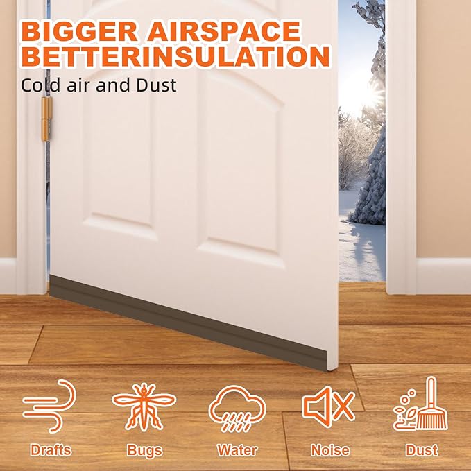 Door Draft Stopper, Door Sweep for Bottom of Door, Weather Stripping Door Seal, Under Door Gap Filler, Under Door Draft Blocker Soundproof/Insulator, Door stoppers (Brown, 39‘’)