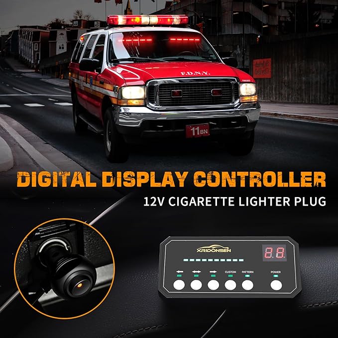 XRIDONSEN 2x 17 inch Red Emergency Lights Bar 40 LED Dash Visor Interior Front/Rear Windshield Strobe Lights Safety Flashing Warning Hazard for Ambulance Firefighter Police Vehicles Trucks Car