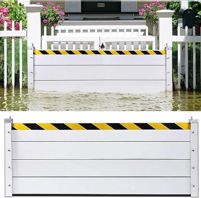 Reusable Flood Protection Barrier - Heavy Duty Aluminum Alloy Water Barrier for Doors, Reusable Water Barriers for Flooding for Garage Doors Doorway Driveway(H 4.6ft(140cm),15ft(4.57m))