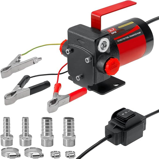 12V DC Gasoline Fuel Pump, Self-priming Fuel Transfer Pump, Reversible Pumping, Overheat Protection, Explosion-proof, Suitable for Gasoline, Diesel, Mineral Oil, Kerosene